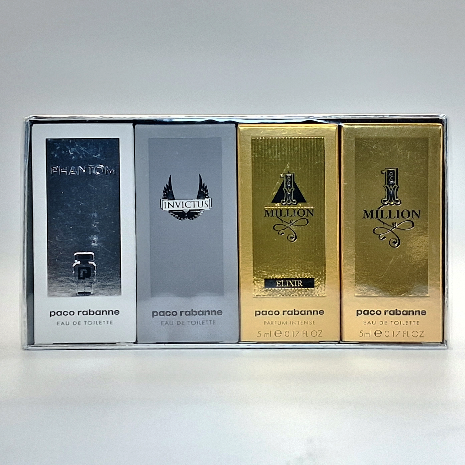 Paco Rabanne (M) Mini Set 4 X 5Ml (Phantom Edt + Invictus Edt + 1 Million Elixer Parfum Intense + 1 Million Edt)